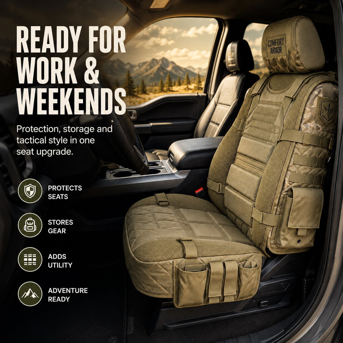 Tactische MOLLE Auto Stoelorganizer — Robuuste Bescherming & Slimme Opbergruimte