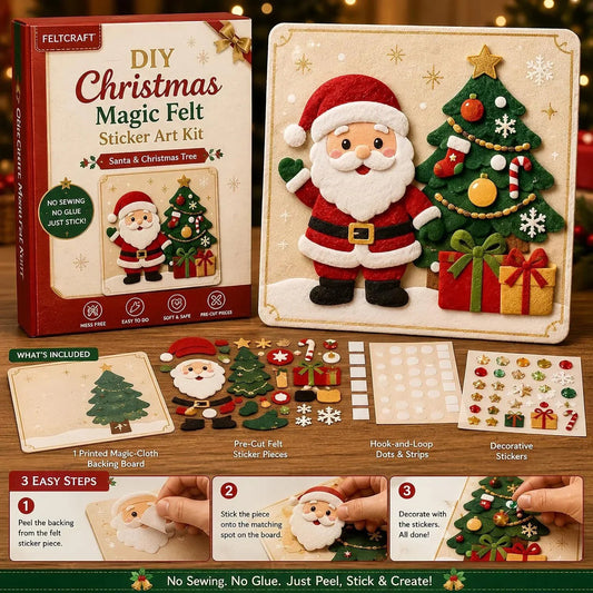 🎄 DIY Magische Kerst Vilten Sticker Knutselset – Pellen, Plakken & Creëren ✨
