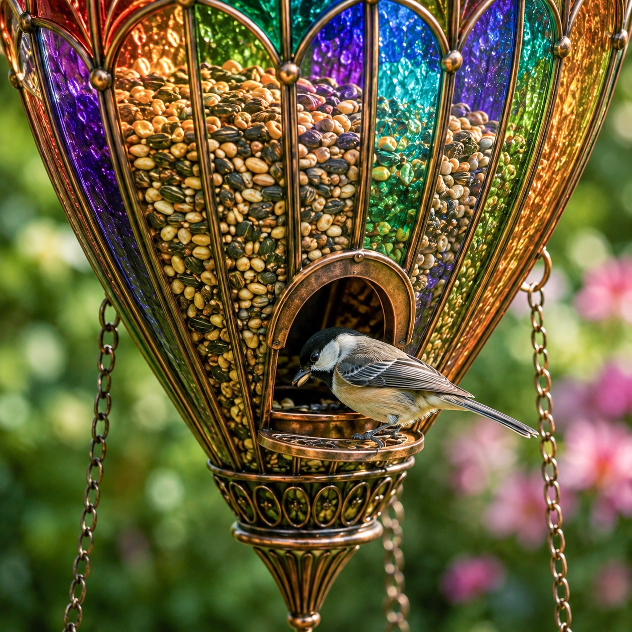 🐦 Gekleurd glazen heteluchtballon vogelhuisje