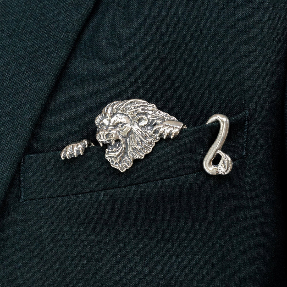 🐊✨ Sculpturaal Dieren Metalen Pochetzakdoek