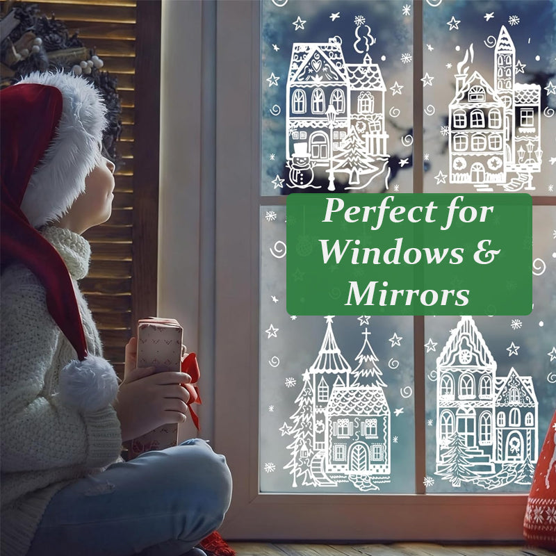 🎄 Kerstdorp Raamstickers 🏡