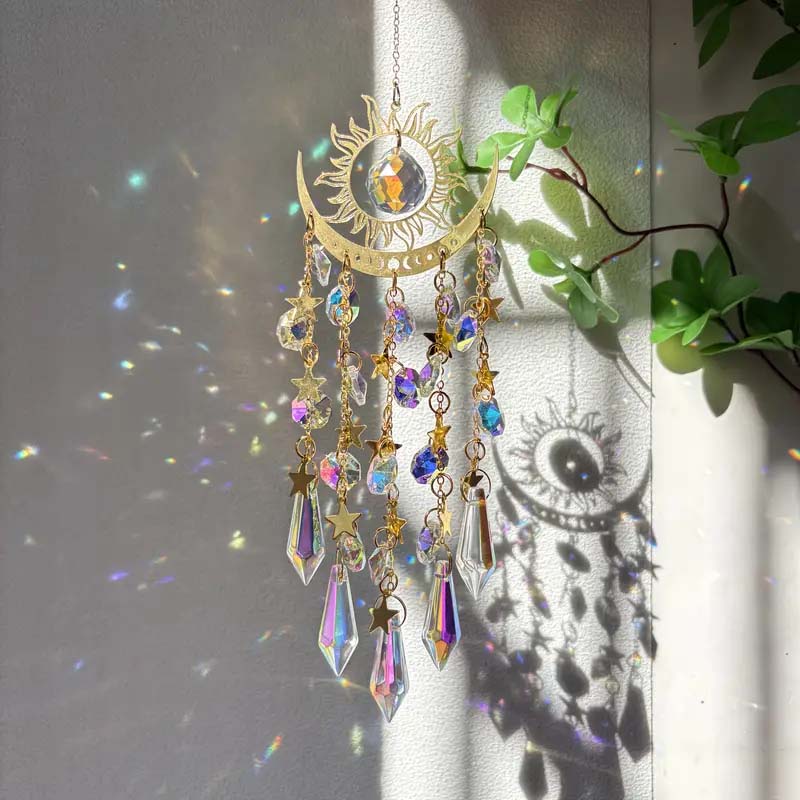 ✨ Gouden Vlam Maan Kristallen Hanger – Uw sprankelende metgezel