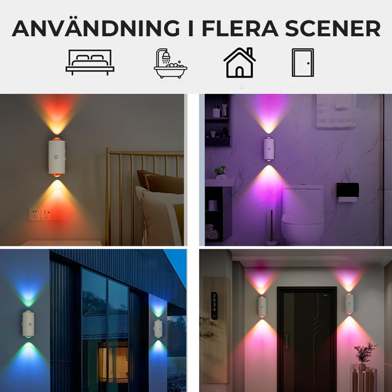Smart Motion Sensor Wandlamp — Oplaadbaar RGB & Warm Licht — 16 Kleuren
