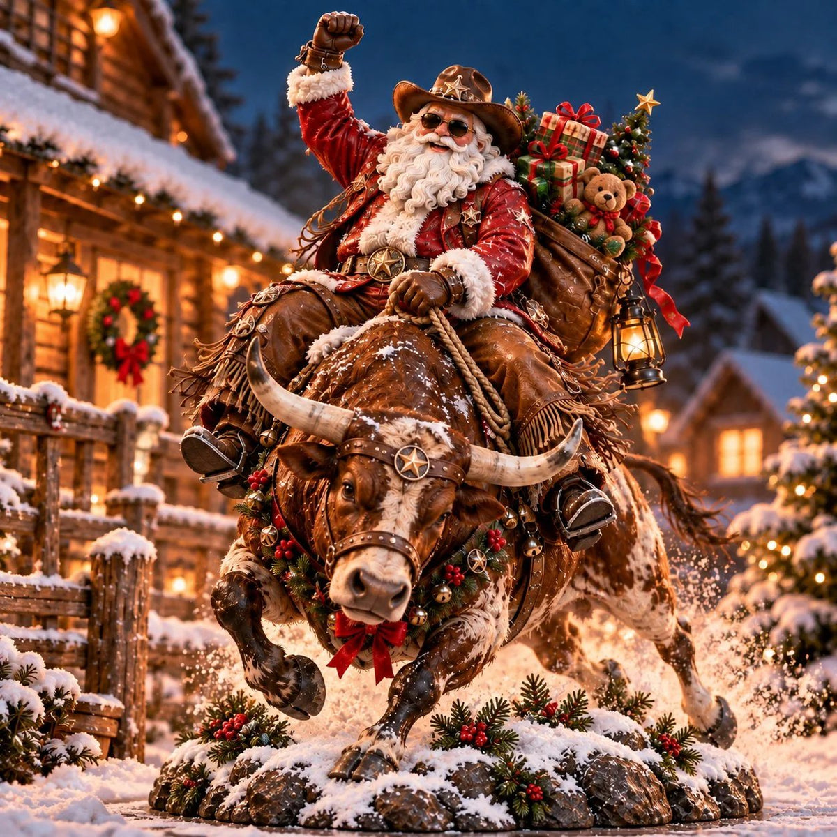 🤠🎄 Cowboy Santa Kerstdecoratie – Rustieke Western Herinnering 🎁✨