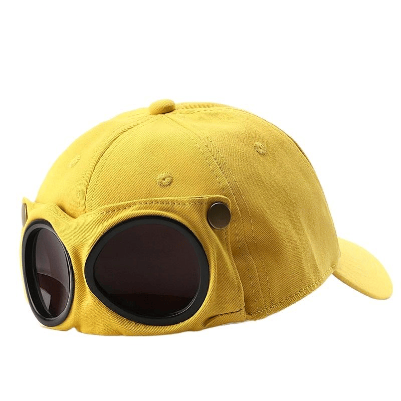 🤣 Baseballpet in pilotenstijl — Unieke vakjes voor zonnebrillen en vintage metalen details! 🧢✨