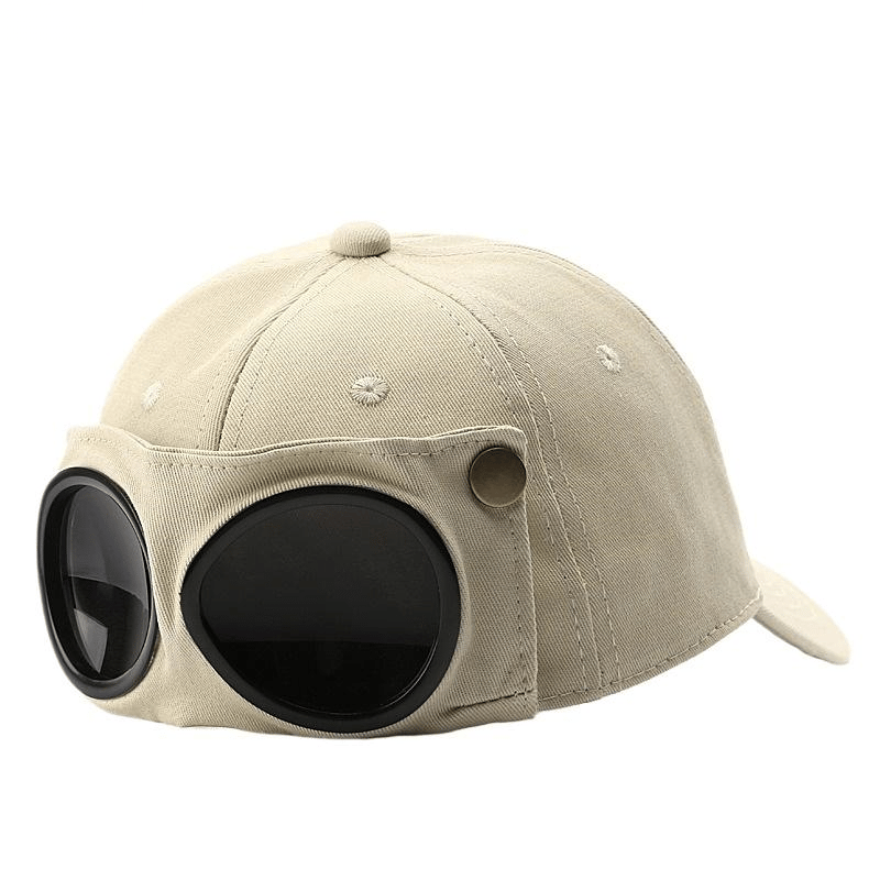 🤣 Baseballpet in pilotenstijl — Unieke vakjes voor zonnebrillen en vintage metalen details! 🧢✨