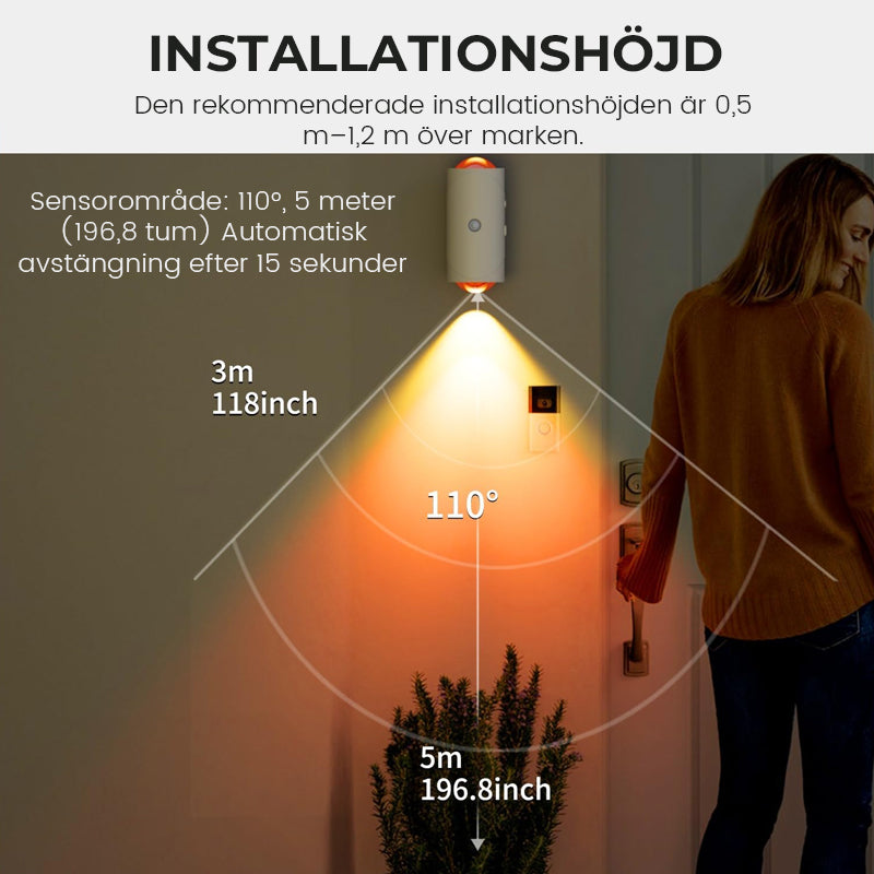 Smart Motion Sensor Wandlamp — Oplaadbaar RGB & Warm Licht — 16 Kleuren