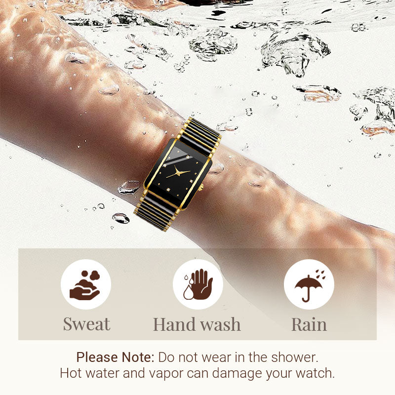 ⌚Modieus vierkant keramisch quartzhorloge