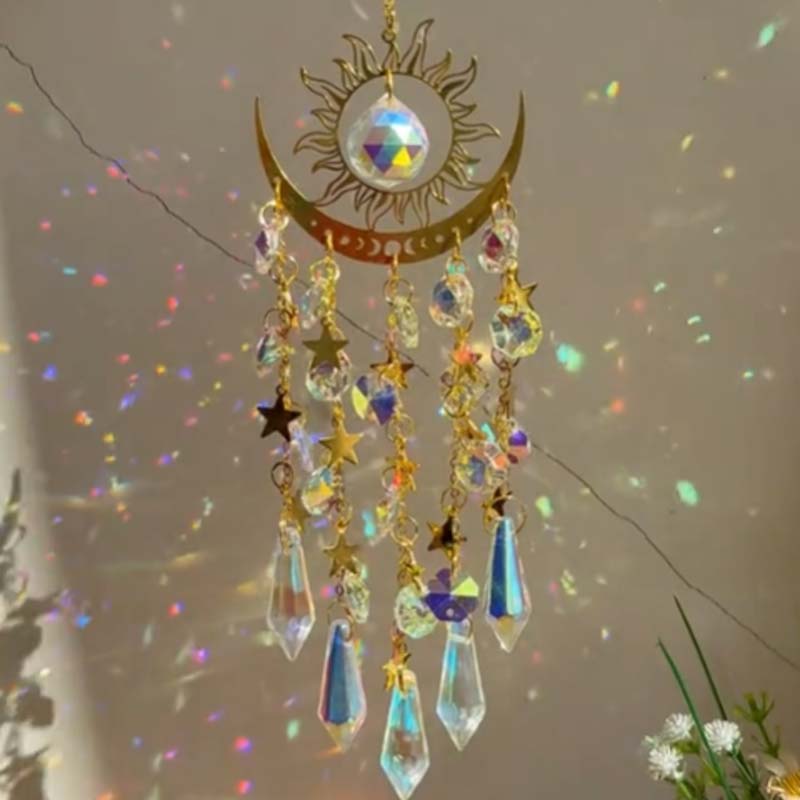 ✨ Gouden Vlam Maan Kristallen Hanger – Uw sprankelende metgezel