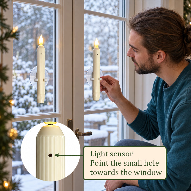🕯️ Raamkaarsen met Sensor – Automatisch aan bij het vallen van de avond ✨