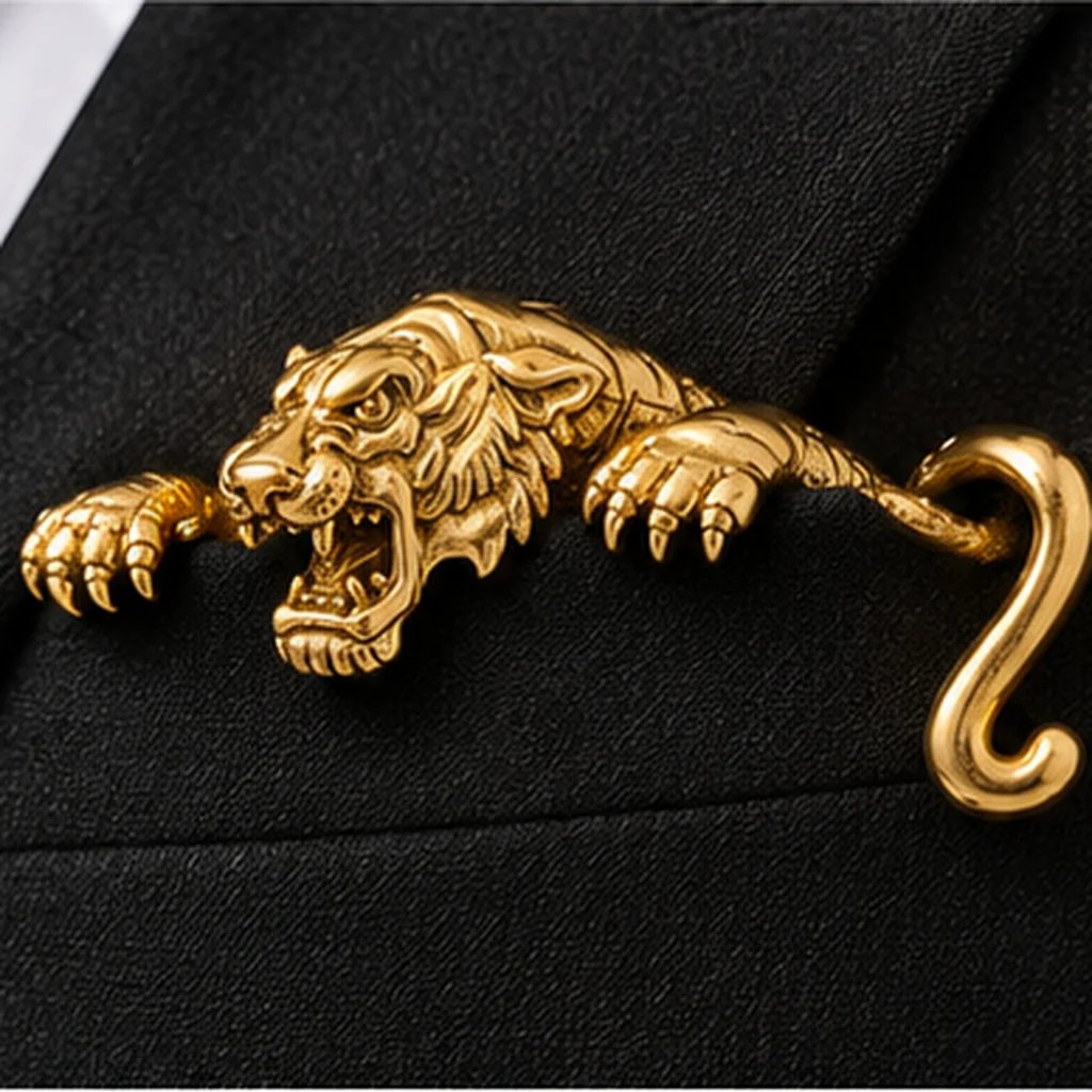 🐊✨ Sculpturaal Dieren Metalen Pochetzakdoek