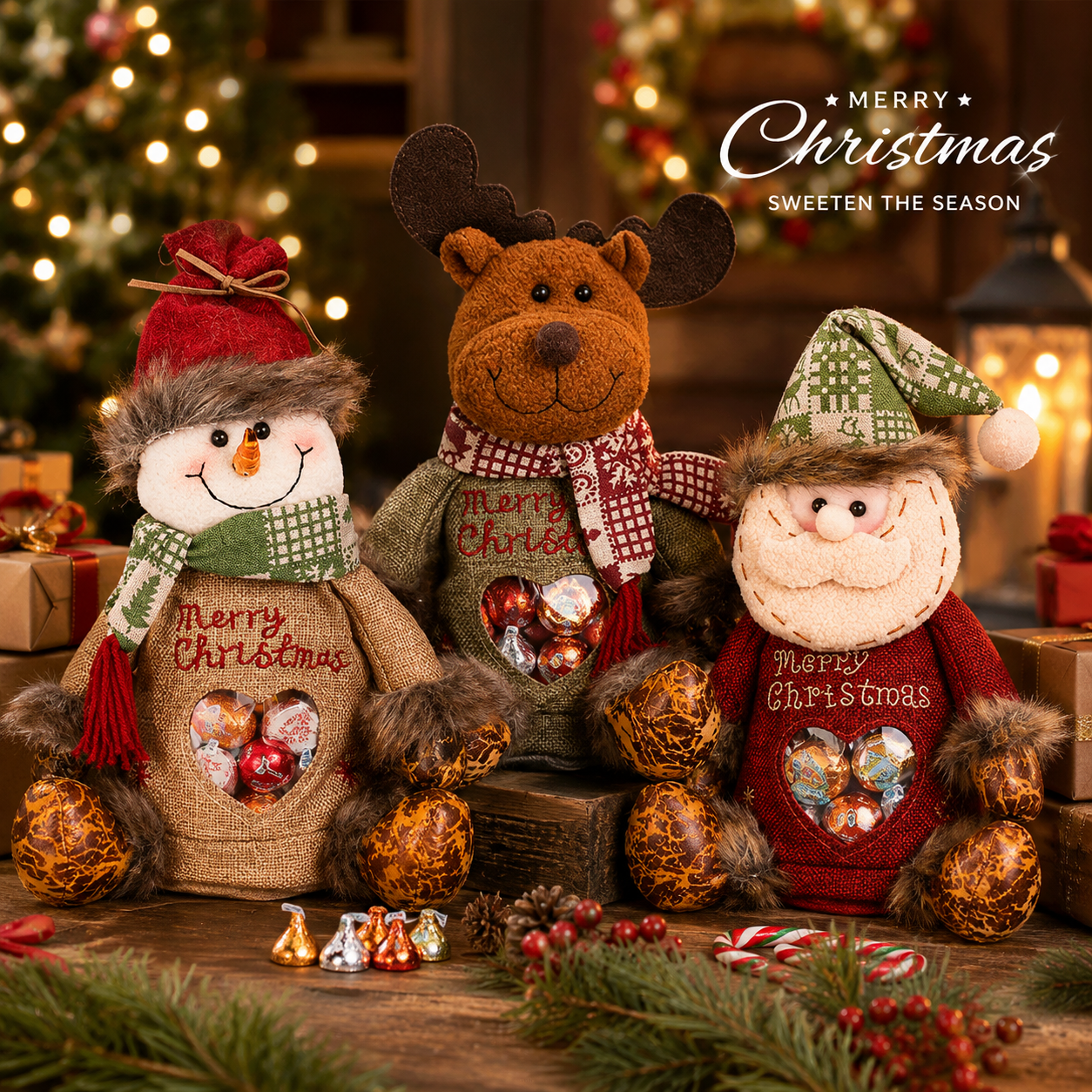🎅 Stevige kerstzakjes met ritssluiting — voor snoep & kleine cadeaus