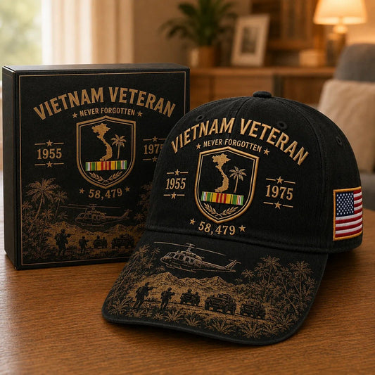 🔥🎖️Vietnam Veteran Never Forgotten 1955–1975 Commemorative Cap