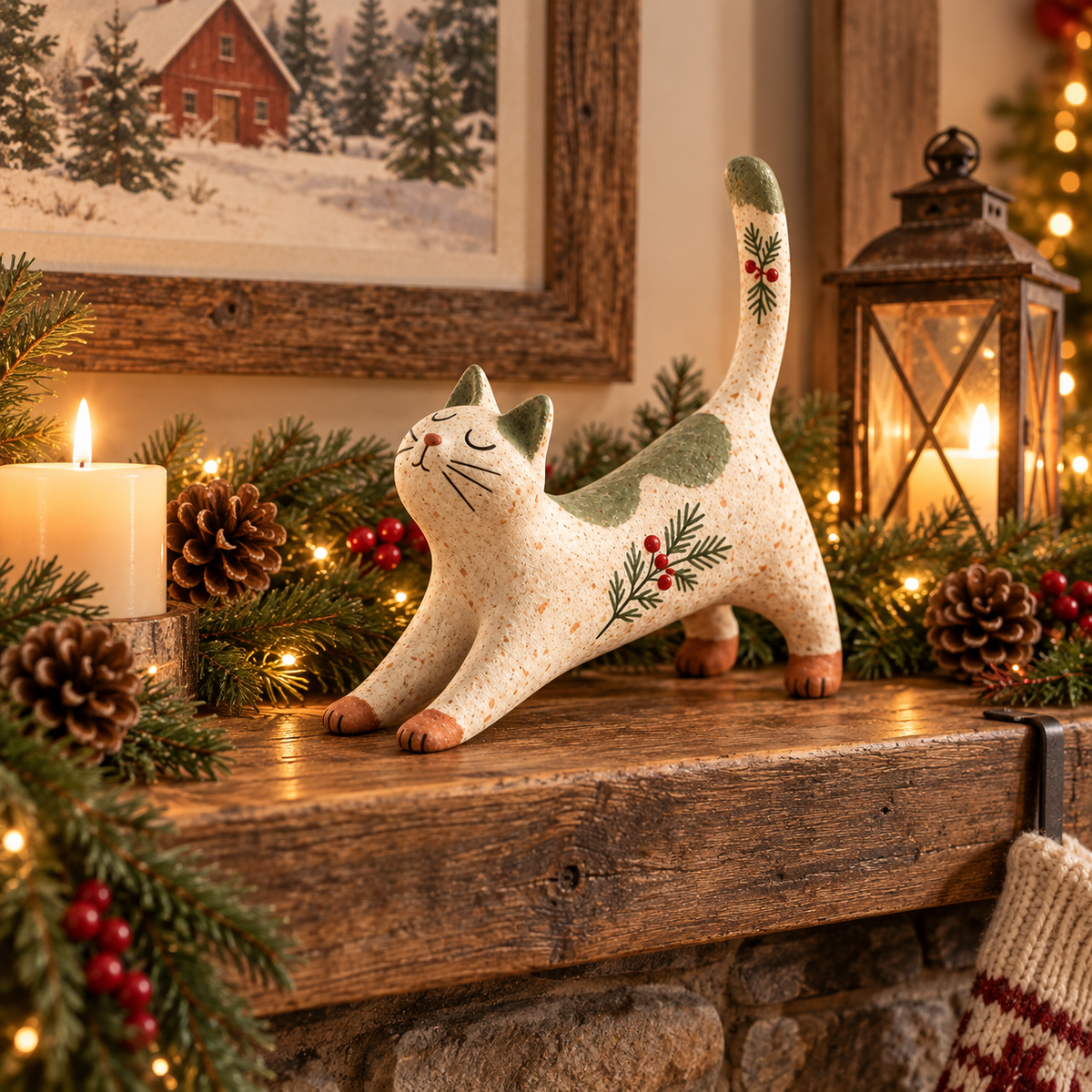 🐈🎄 Boskat Kerstbeeldje — een gezellig klein bosvriendje voor je feestelijke huis