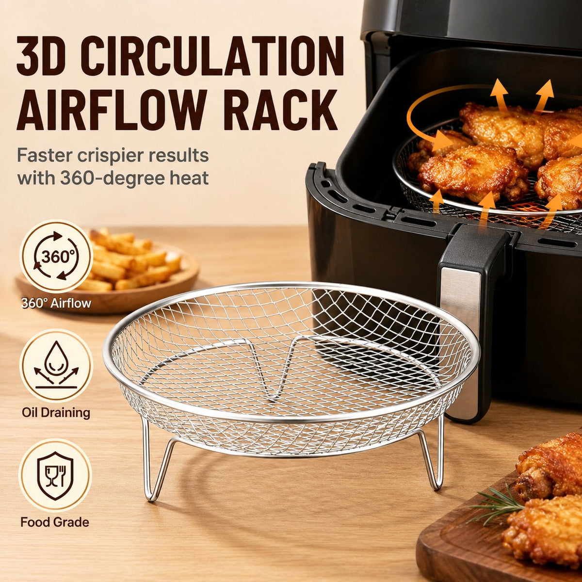 🔥🥘 Airfryer RVS Rek – Knapperig Zonder Moeite