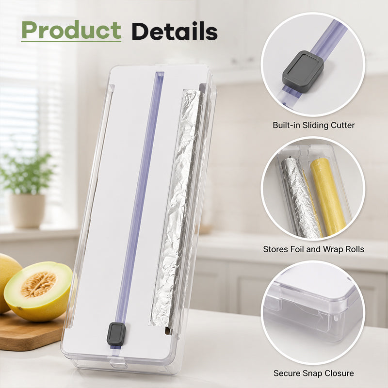 🍳 2-in-1 dispenser voor aluminiumfolie en vershoudfolie met uitschuifbaar mesje! ✂️