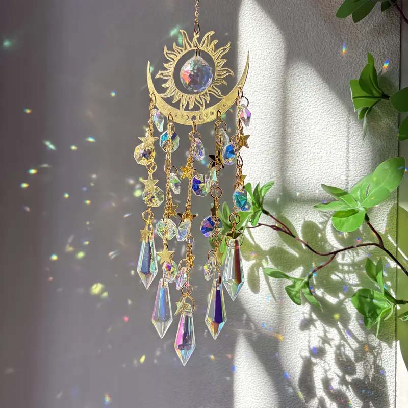 ✨ Gouden Vlam Maan Kristallen Hanger – Uw sprankelende metgezel