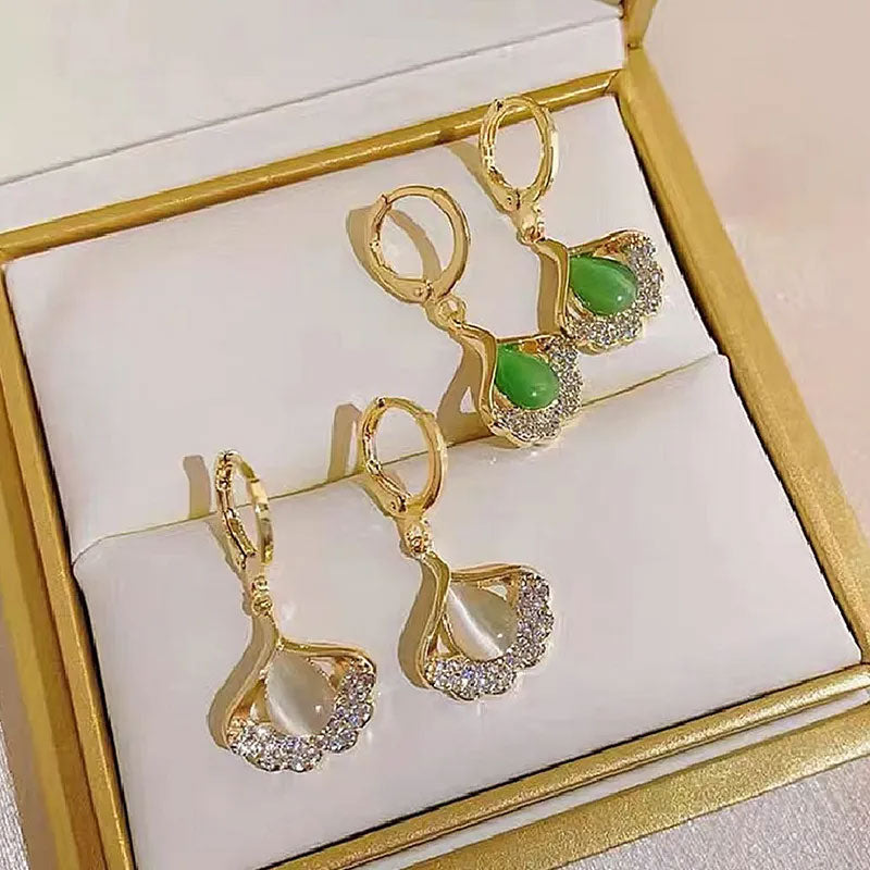🌟 Elegante Ginkgo & Opaal Oorbellen | Verfijnd Design 💎TIJDELIJKE ACTIE: 1+1 GRATIS 🔥