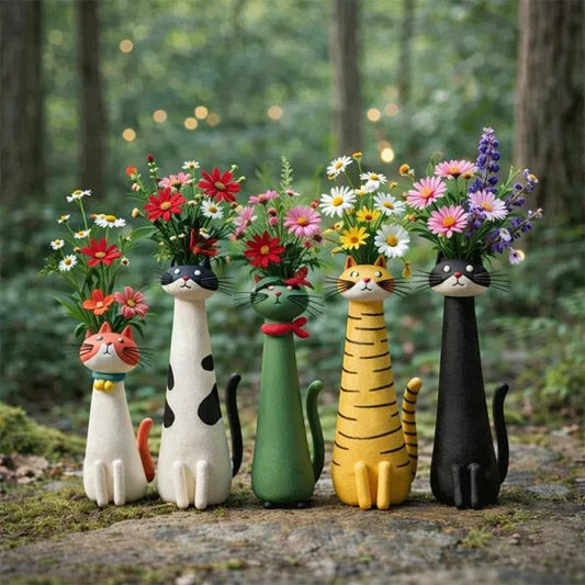 😻 Katten die je bloemen vasthouden – want je huis heeft meer kattenpersoonlijkheid nodig! 🌼