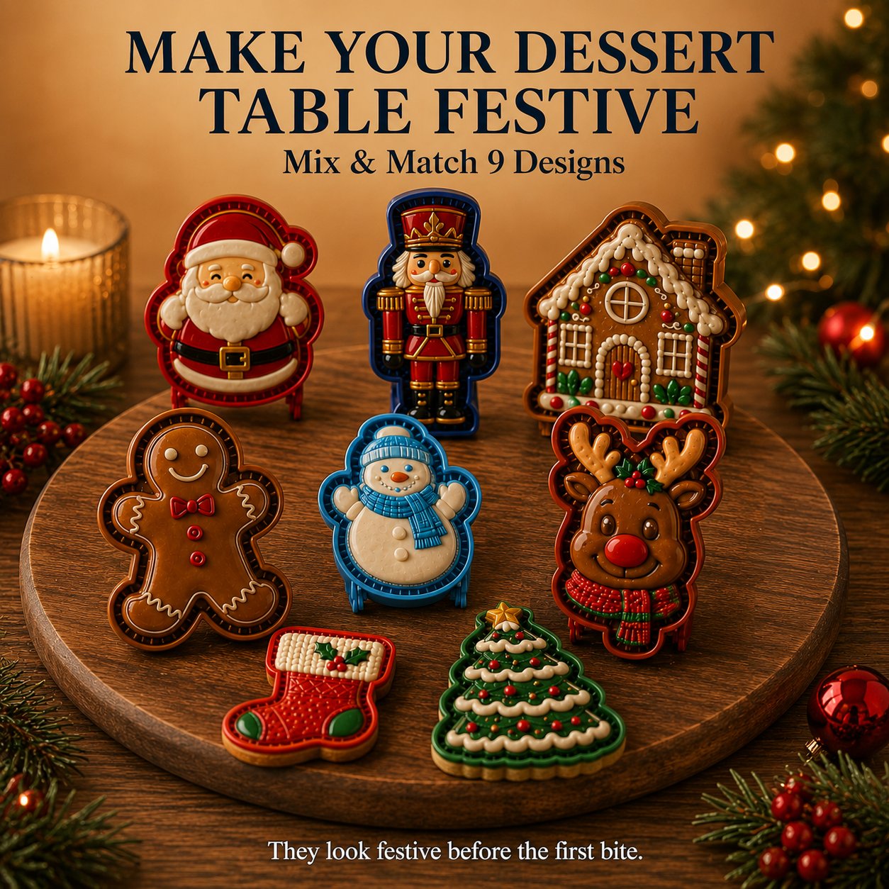 🎄 Kerst mini taartvormen – 8 ontwerpen 🎁