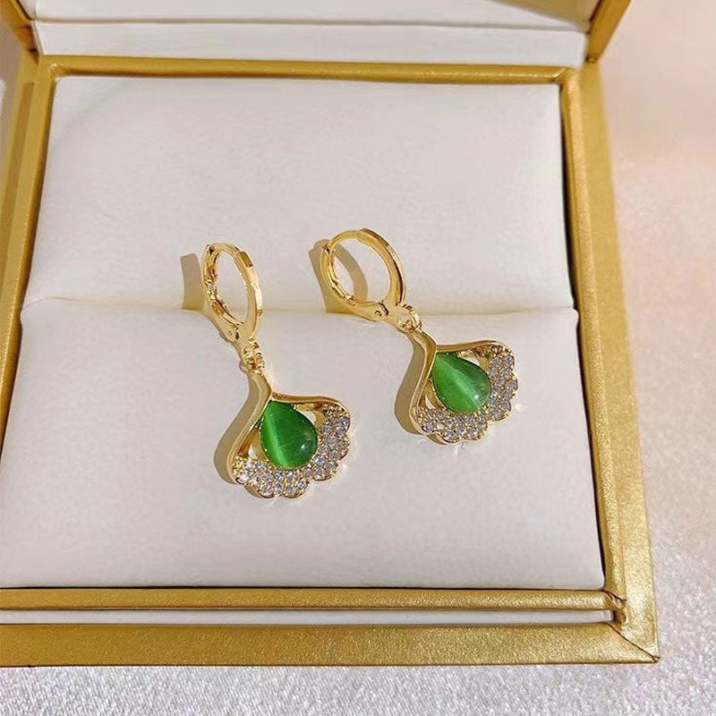🌟 Elegante Ginkgo & Opaal Oorbellen | Verfijnd Design 💎TIJDELIJKE ACTIE: 1+1 GRATIS 🔥