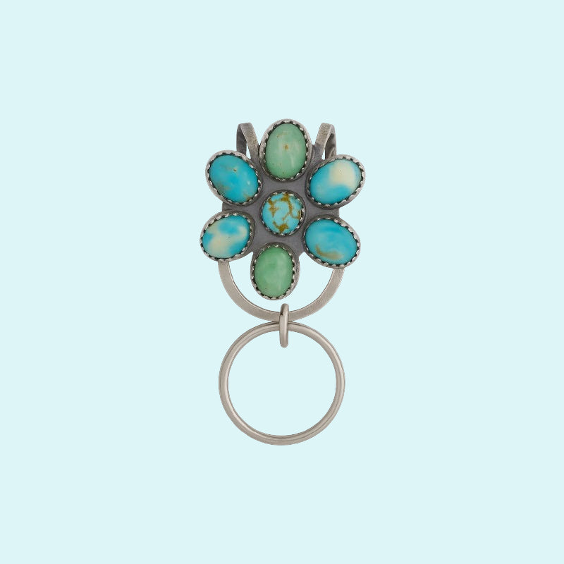✨Voeg wat versiering toe aan je sleutels🌼 Turquoise bloemen tasclip sleutelhanger