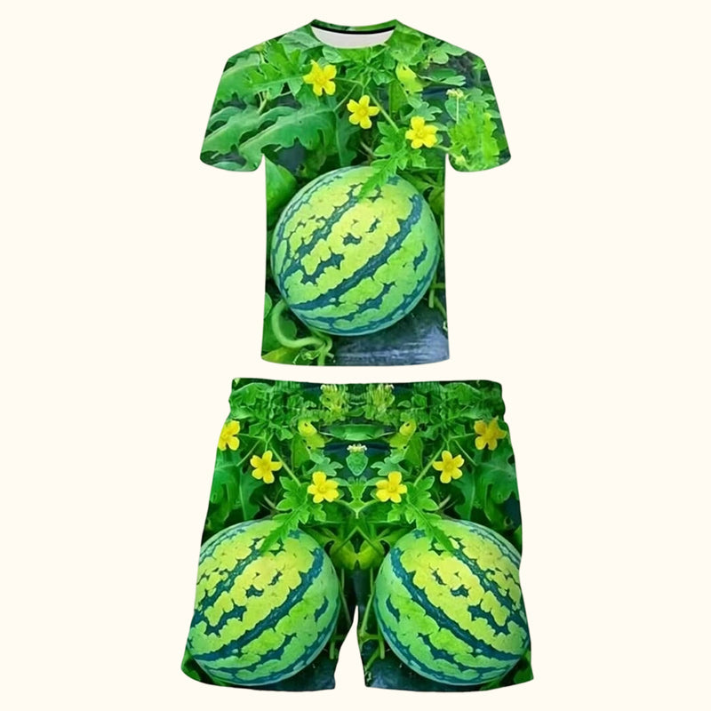 🍉 Grappige T-shirt-set met watermeloenprint