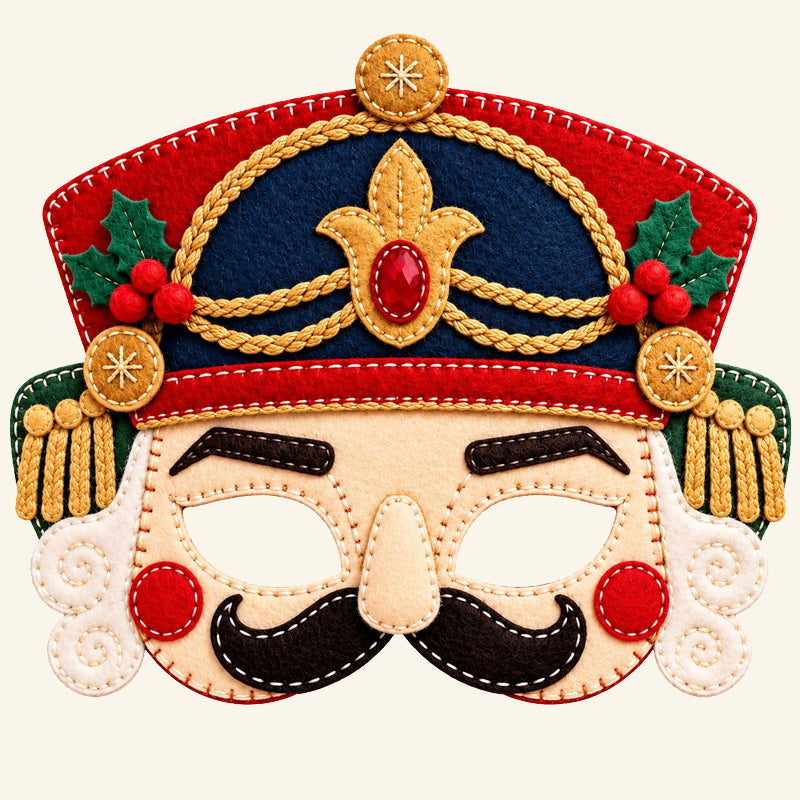 🎭 Set van Handgemaakte Vilten Kerstmaskers – Voor Kinderen & Feestjes 🎄
