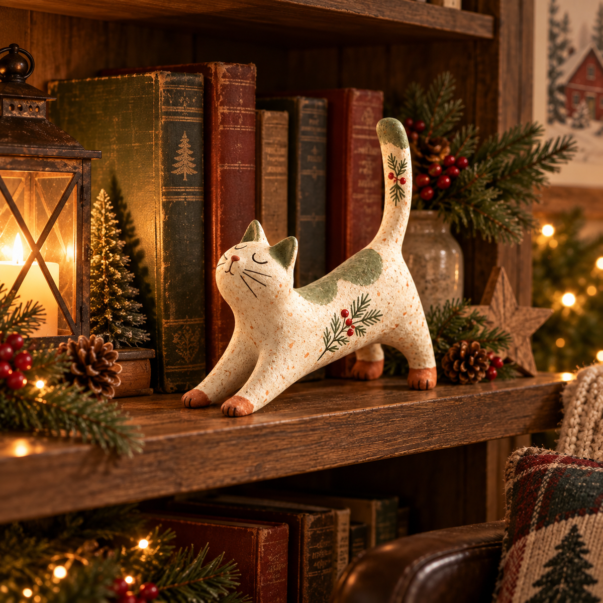 🐈🎄 Boskat Kerstbeeldje — een gezellig klein bosvriendje voor je feestelijke huis