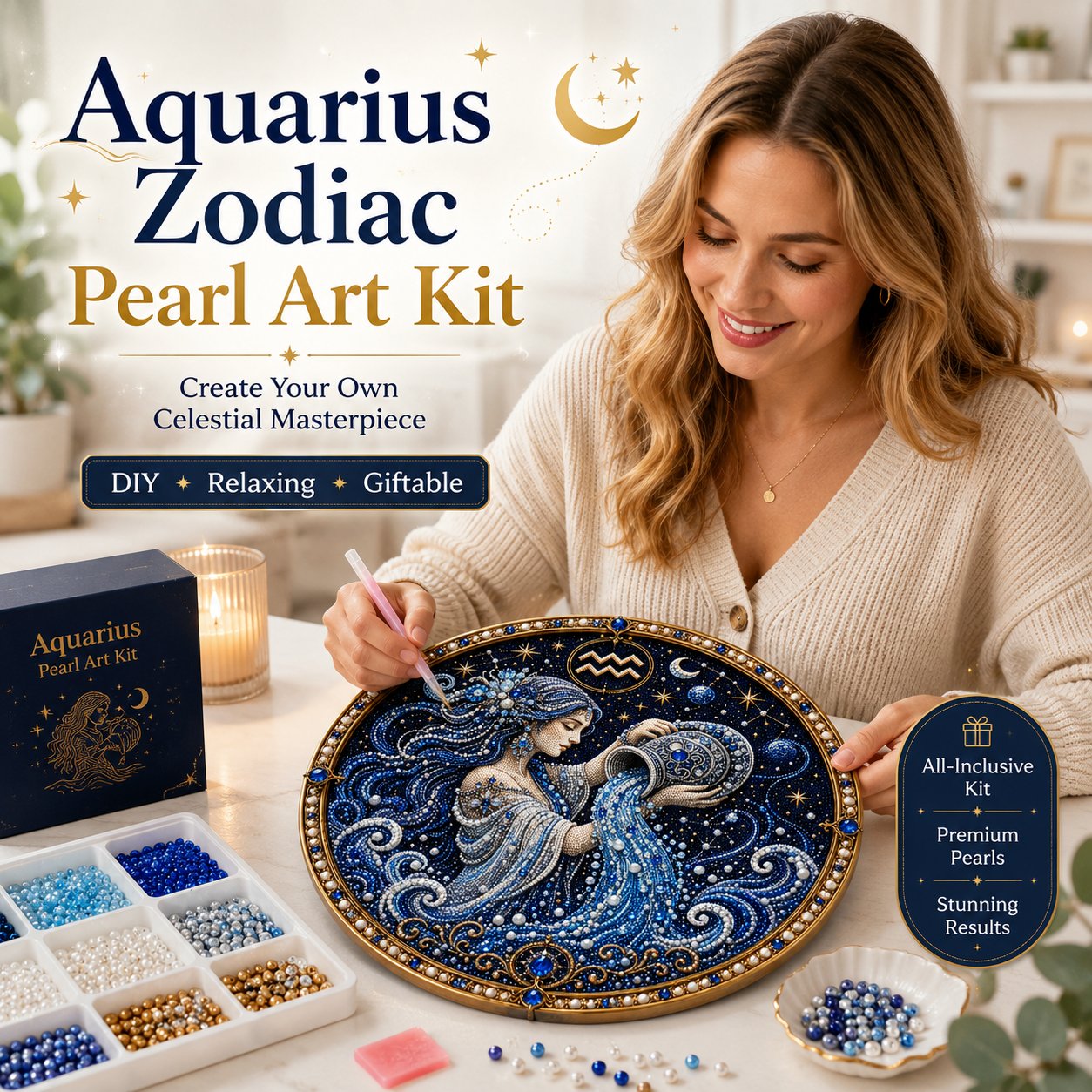 🌙✨Gepersonaliseerde 12-delige parelkunstset met sterrenbeelden – Ontspan en ga creatief aan de slag! 🌌