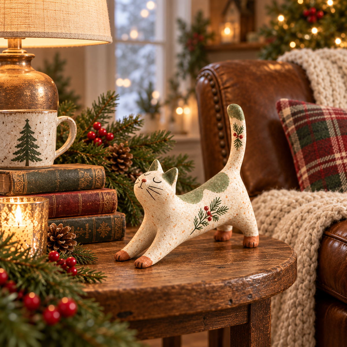 🐈🎄 Boskat Kerstbeeldje — een gezellig klein bosvriendje voor je feestelijke huis