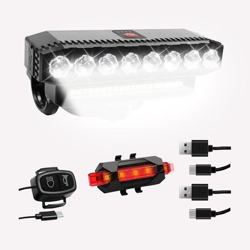 🚴 Front Bike Light with Horn for Night Riding