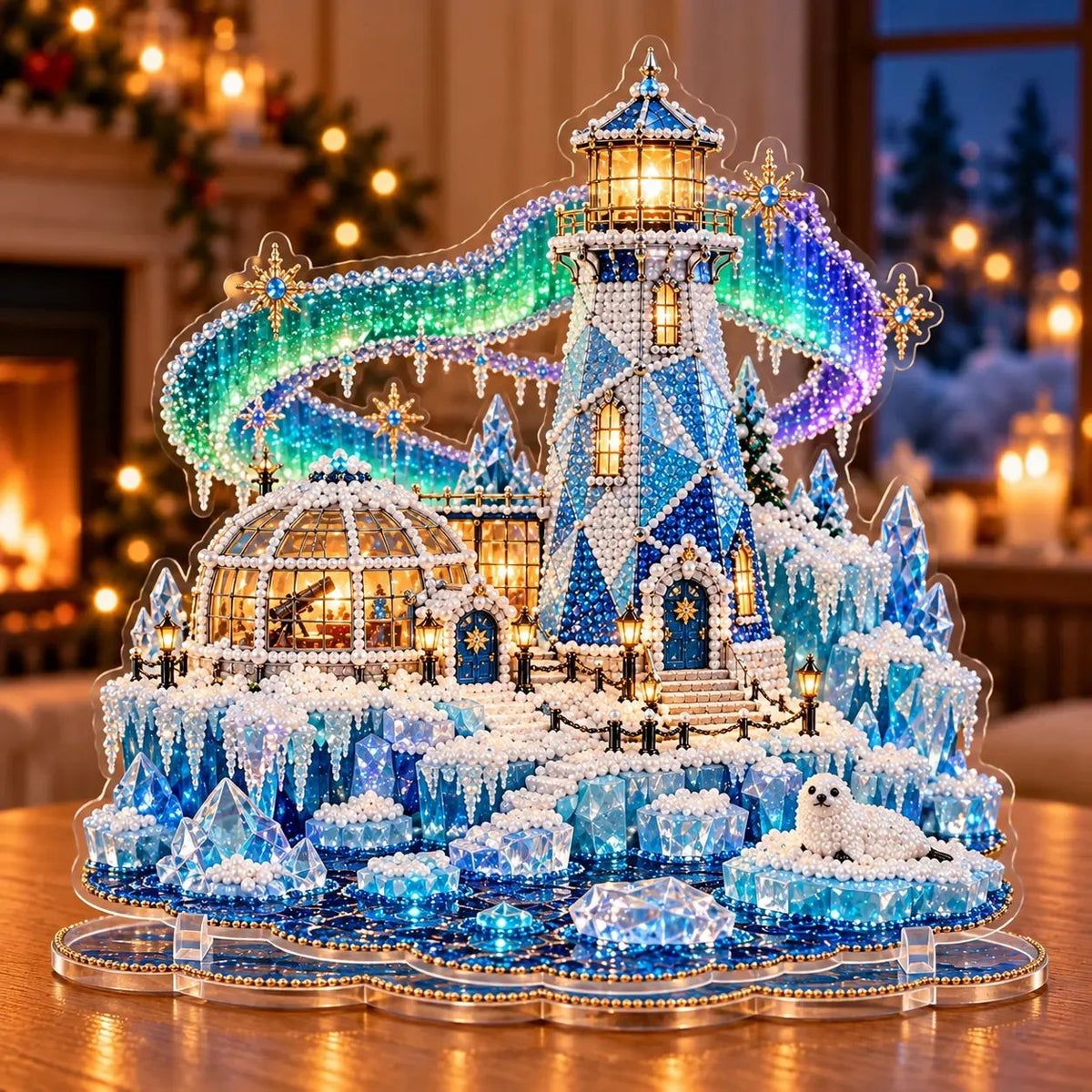 ✨ 3D Parelkunst Kerstvuurtoren – Fluweelzacht Canvas & Krasbestendige Kristallen | Luxe DIY Kerstdecoratie 🎄