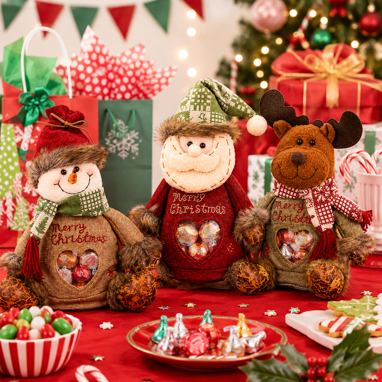 🎅 Stevige kerstzakjes met ritssluiting — voor snoep & kleine cadeaus