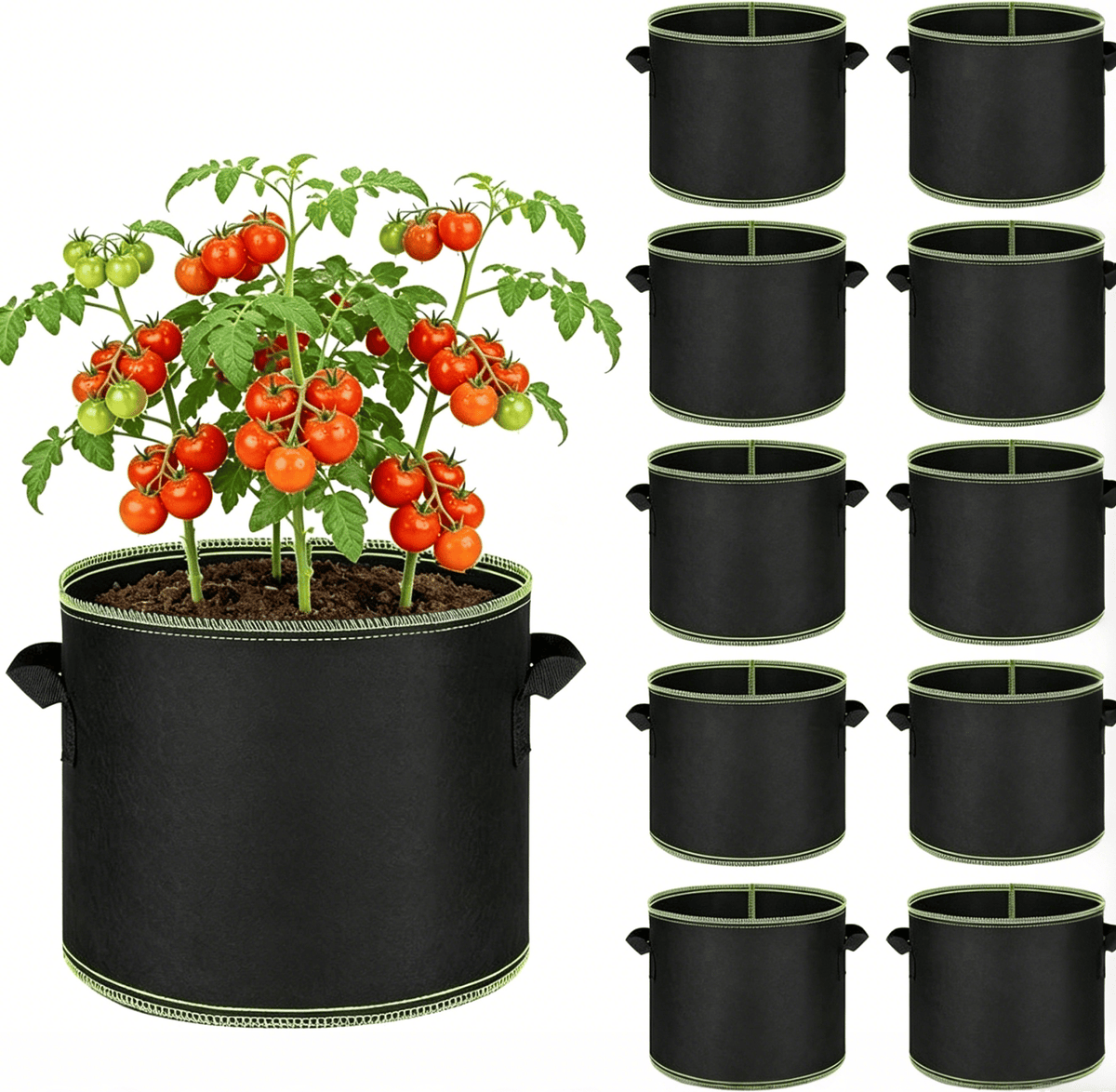 🪴 5-Pack 5 Gallon Grow Bags – Heavy Duty Aeration Fabric Pots with Handles for Vegetables, Flowers & Fruits