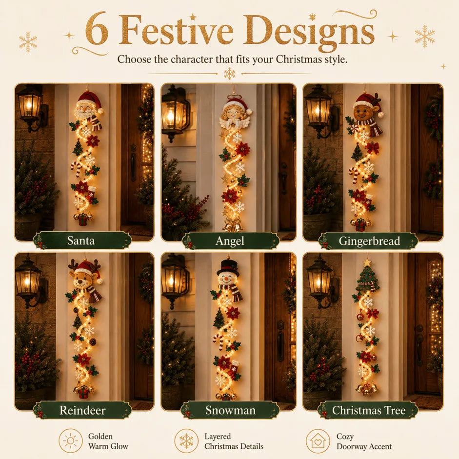 ✨ lichtgevende kerstdeurhanger met 6 feestelijke designs