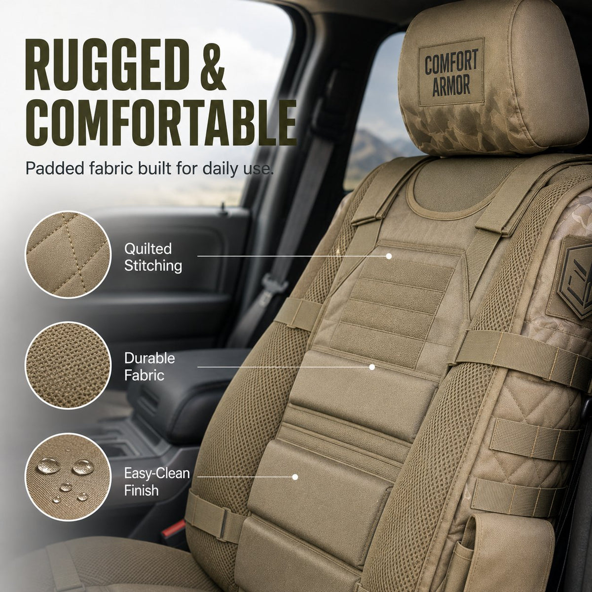 Tactische MOLLE Auto Stoelorganizer — Robuuste Bescherming & Slimme Opbergruimte