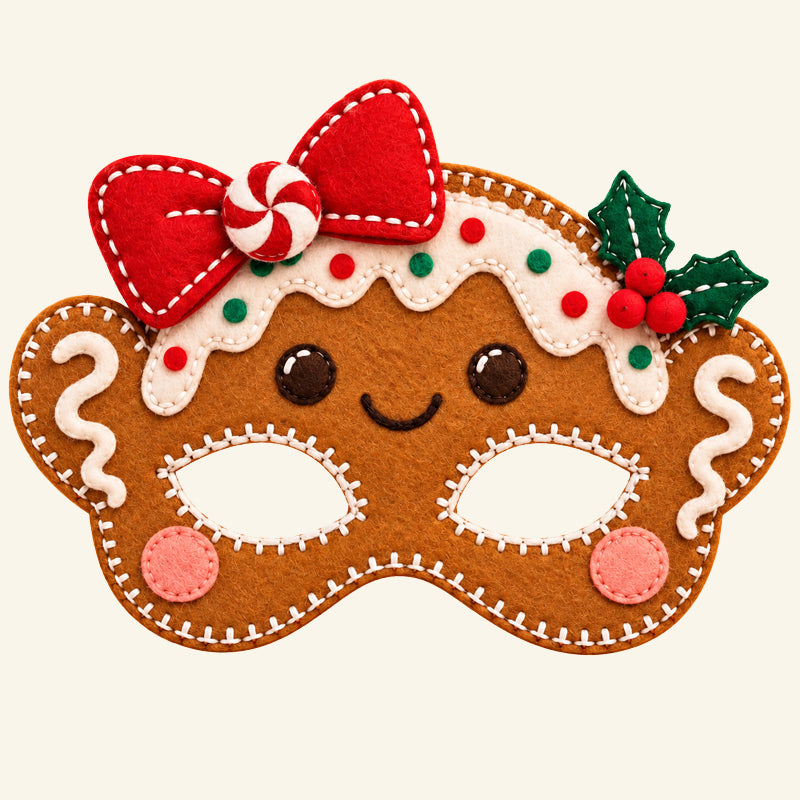 🎭 Set van Handgemaakte Vilten Kerstmaskers – Voor Kinderen & Feestjes 🎄