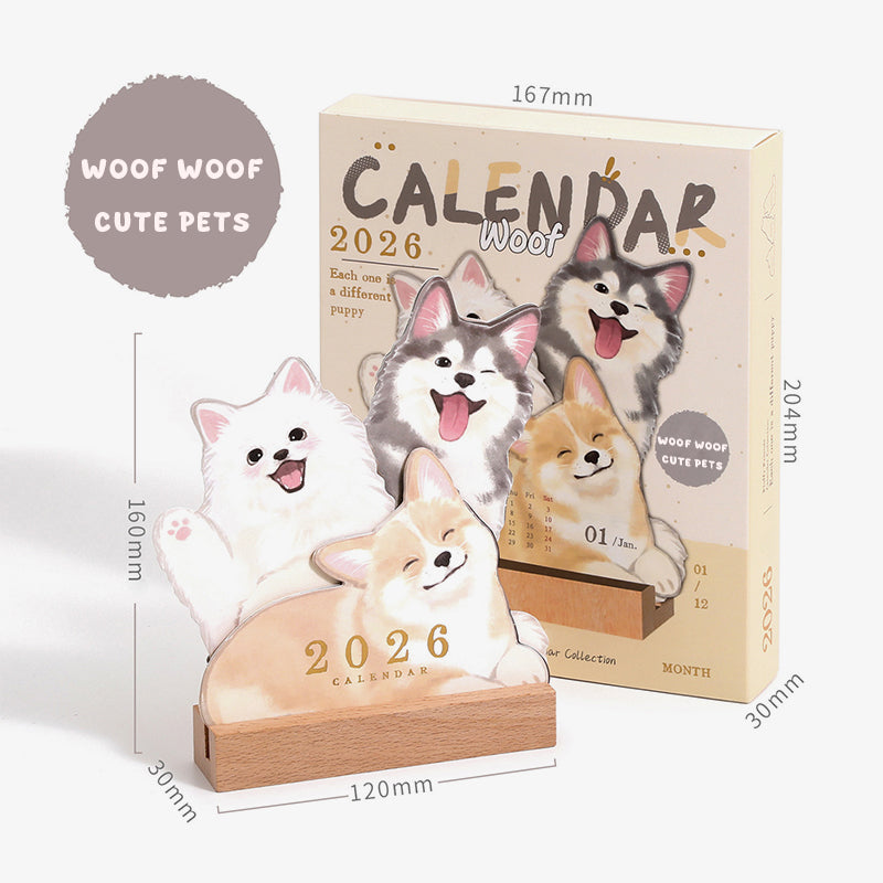 📅🐾 3D-katten- en hondenbureaukalender
