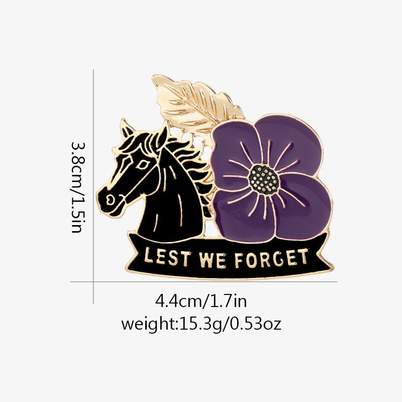 🌺Paarse klaproos paard herdenkingsbroche