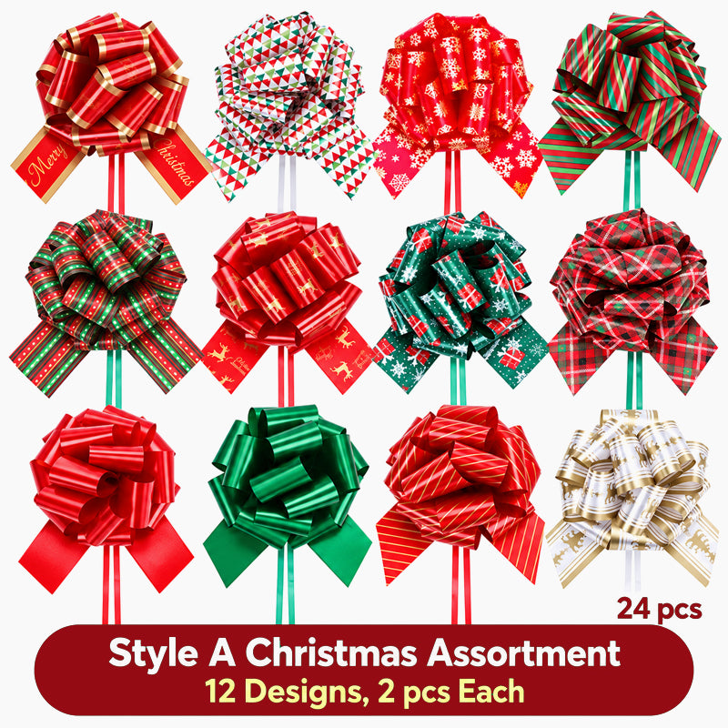 🎀 Decoratieve Kerst Strikken — Feestelijke Afwerking voor Cadeaus & Decoratie