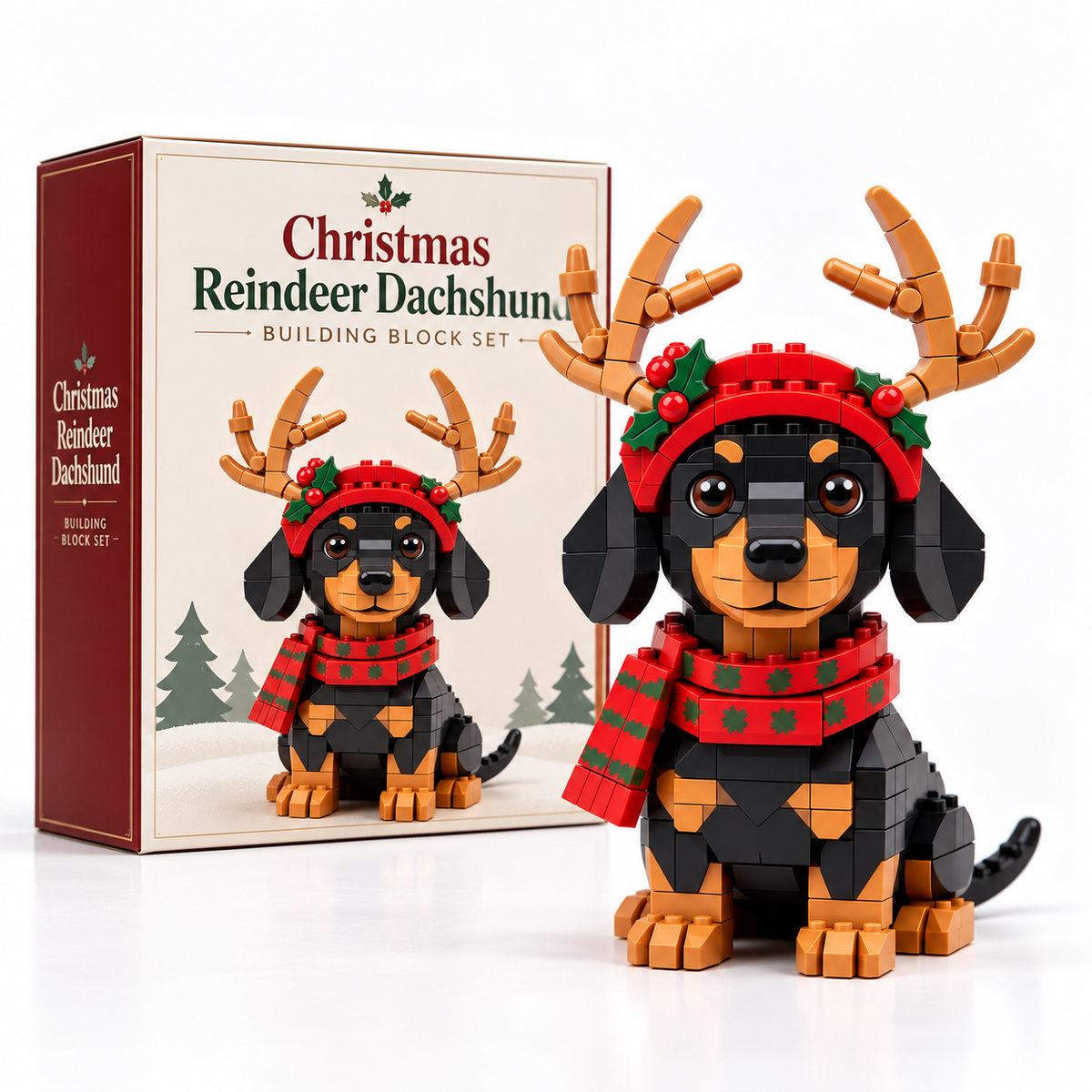 ⏰ TIJDELIJKE ACTIE: 50% KORTING!  ✨ Kerst Rendier Teckel Bouwsteenset 🧱🎄