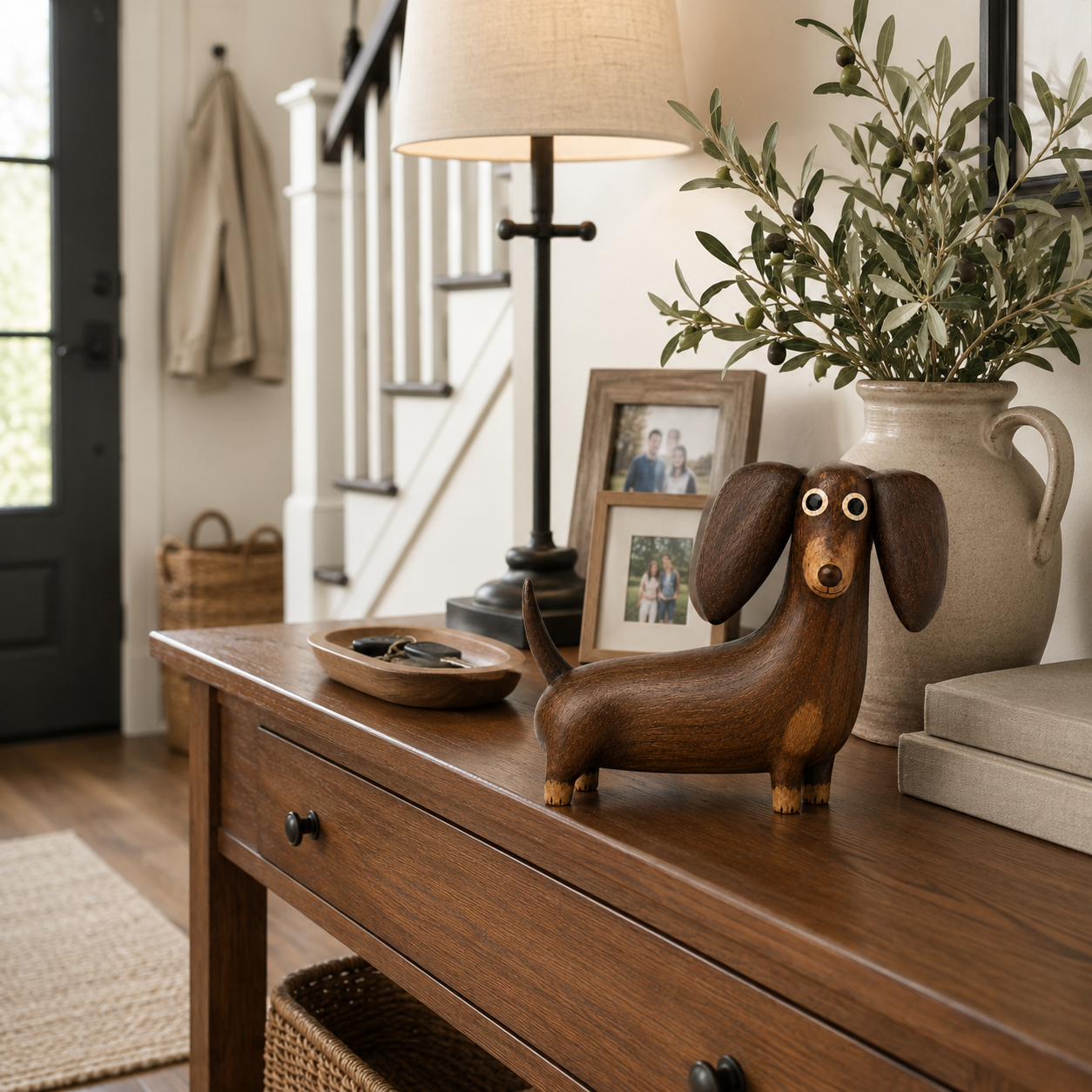 💡 Een vrolijke teckel van hout — voor een glimlach in huis