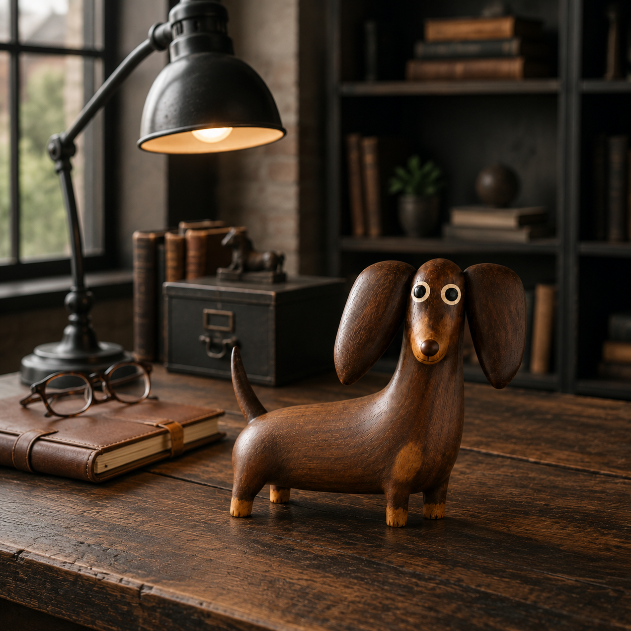 💡 Een vrolijke teckel van hout — voor een glimlach in huis