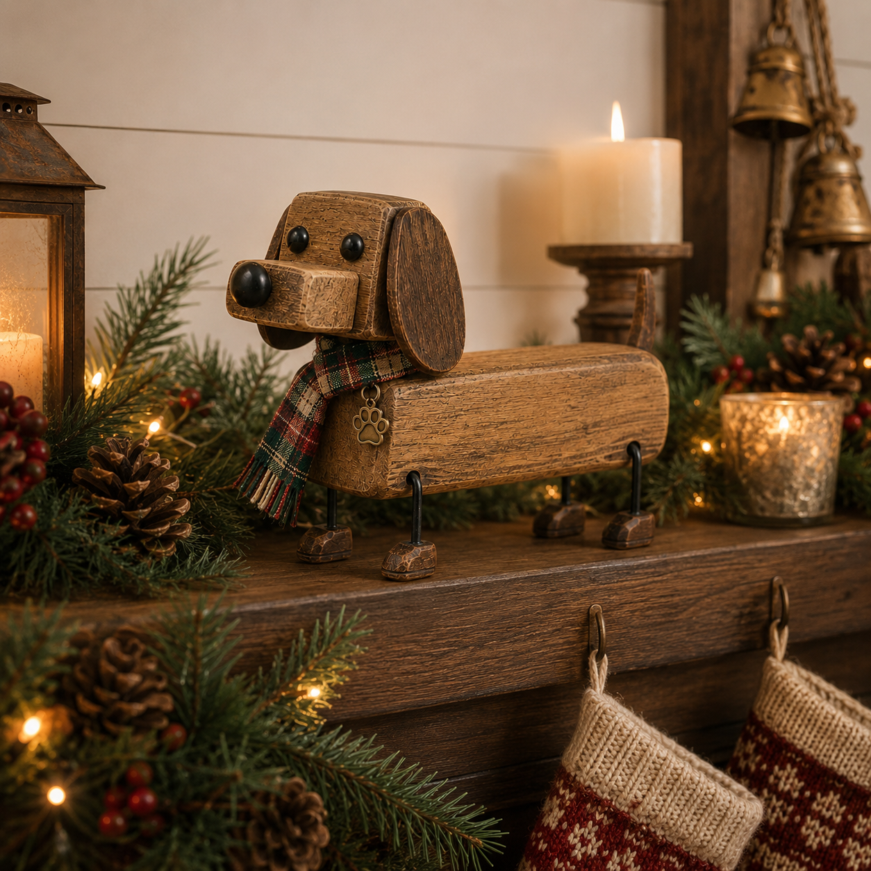 ✨ Rustieke teckel — kerstsfeer in huis