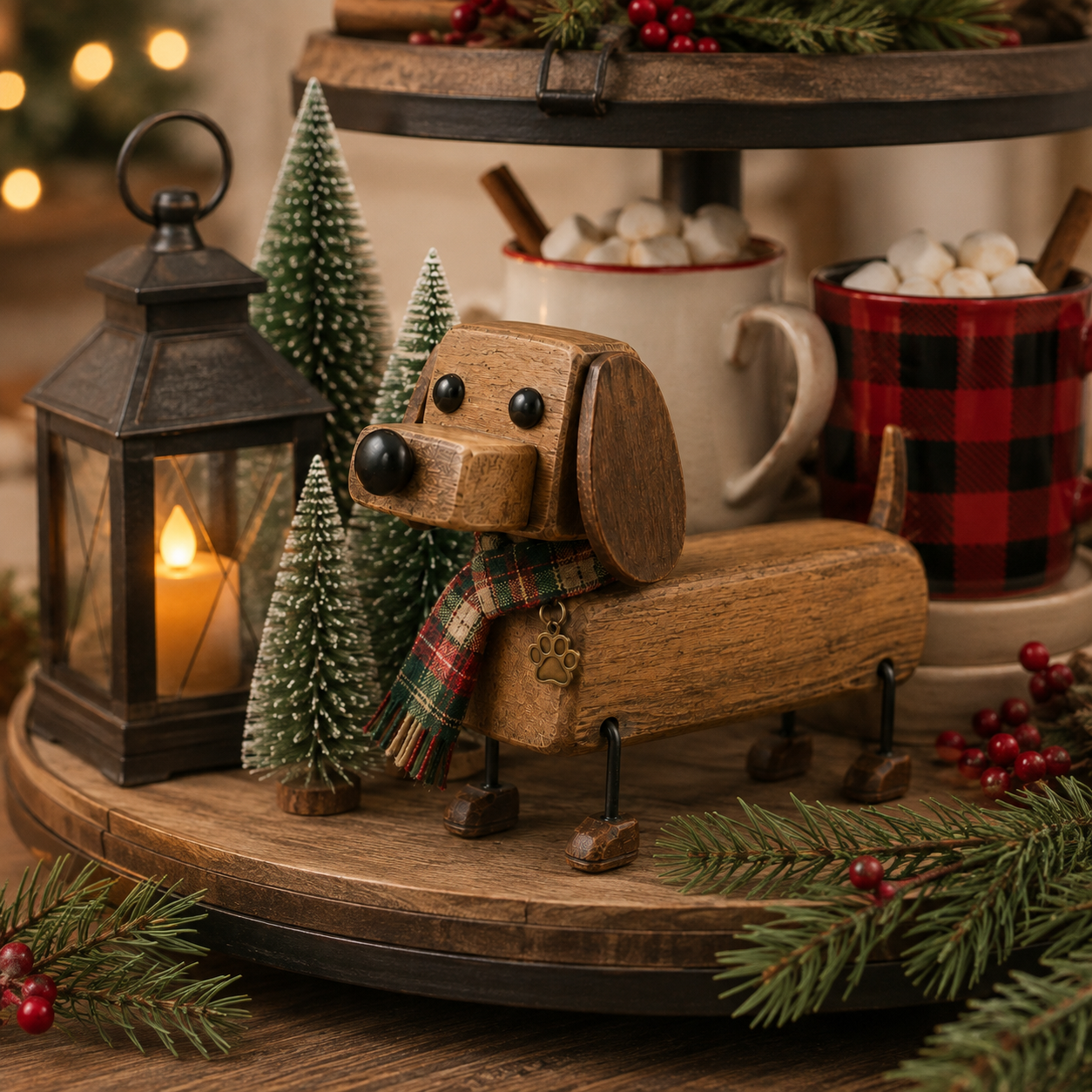 ✨ Rustieke teckel — kerstsfeer in huis