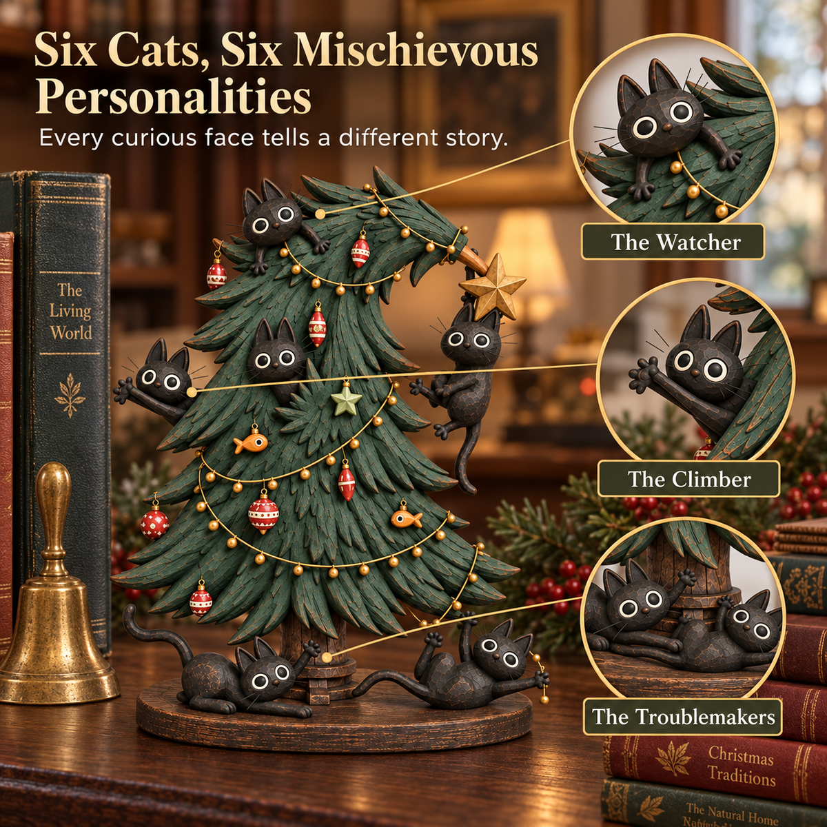 🐈‍⬛ Kattekwaad Zwarte Kerstkatten Boomhangers 🎄✨