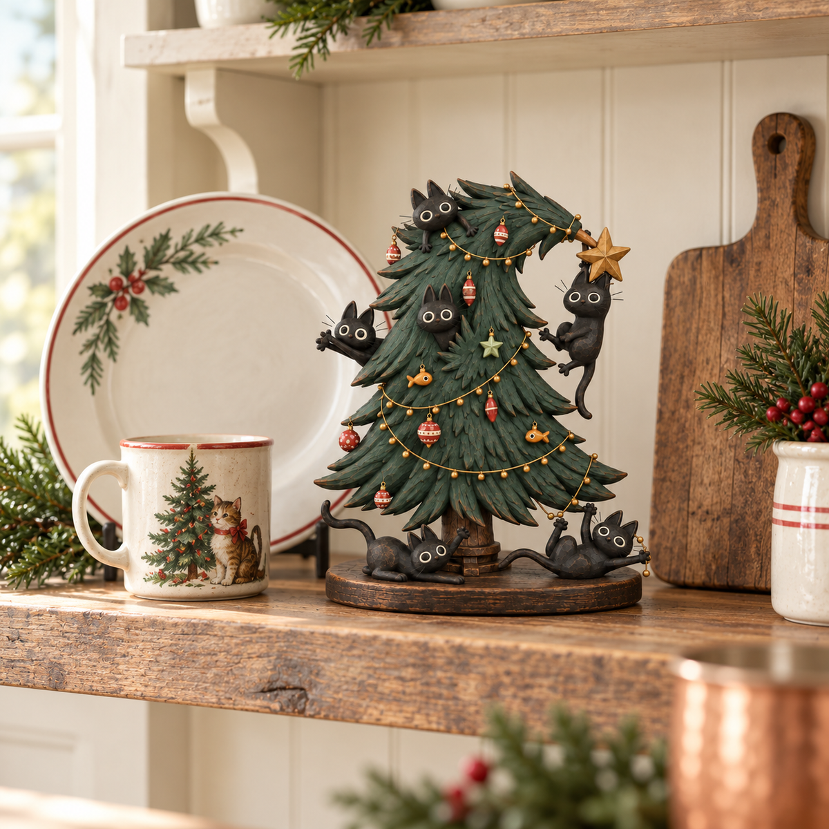 🐈‍⬛ Kattekwaad Zwarte Kerstkatten Boomhangers 🎄✨