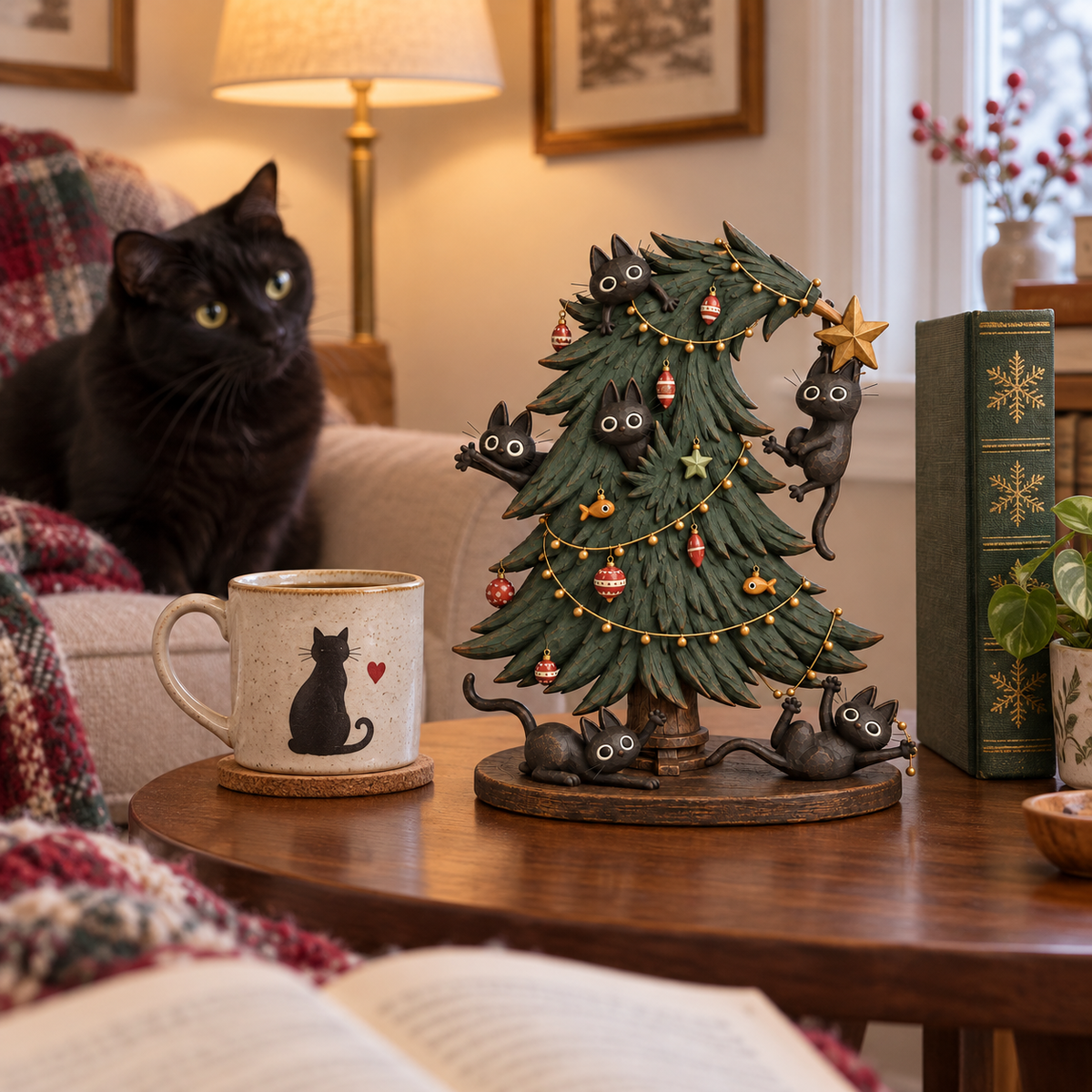 🐈‍⬛ Kattekwaad Zwarte Kerstkatten Boomhangers 🎄✨