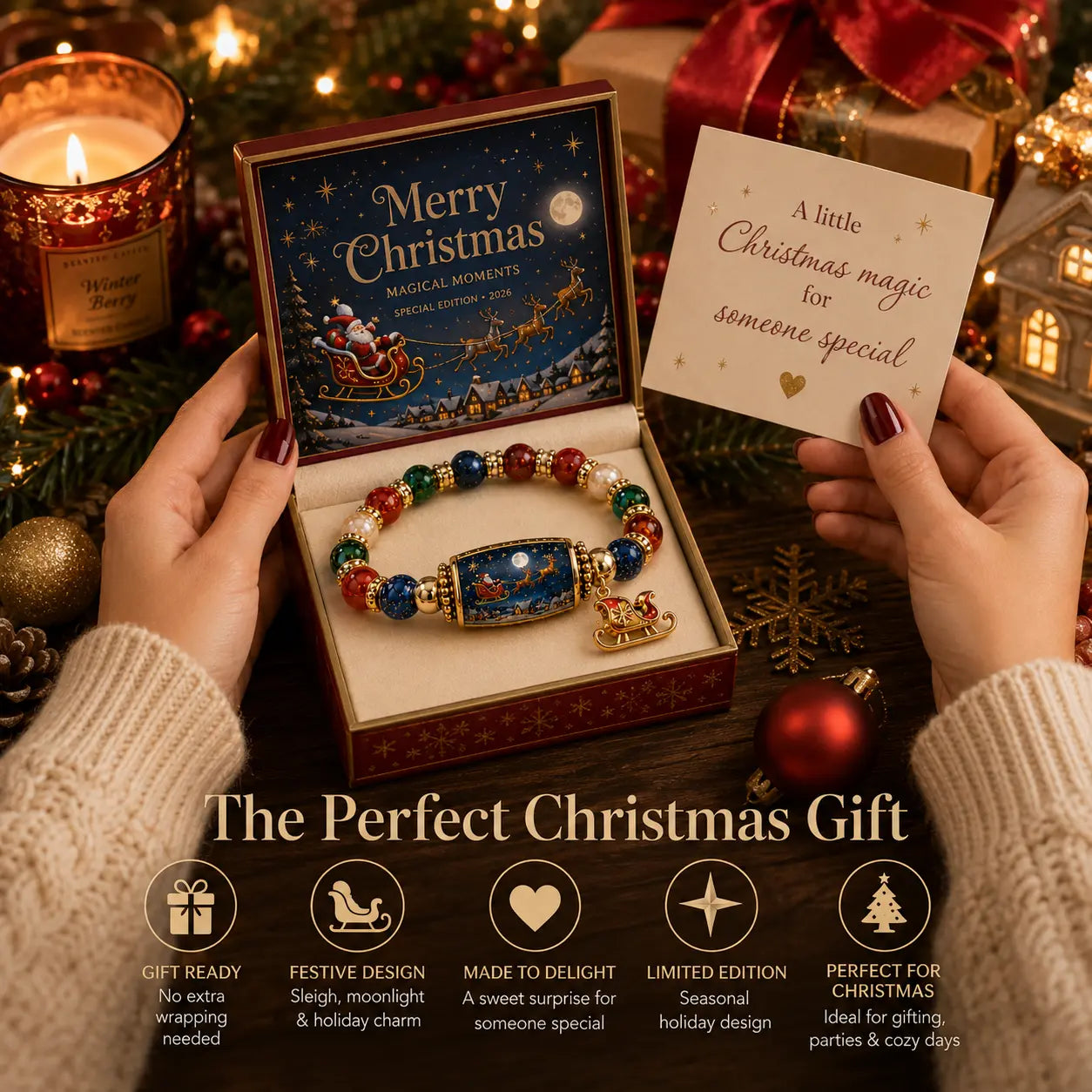 ✨🎄 Beperkte Kersteditie — Kralenarmbandenset met Kerstverhaal 🎁